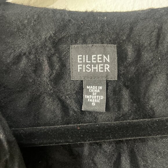 EILEEN FISHER 100% Wool Black Embossed Light Jacket - Picture 3 of 11